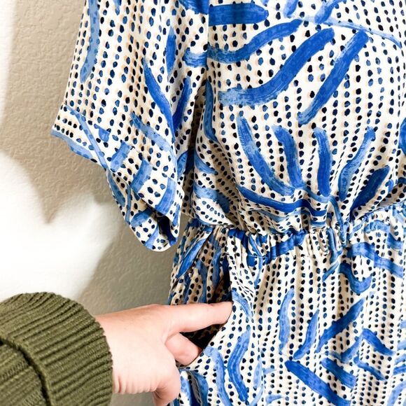 NIC+ZOE Women's Blue & White Abstract Wrap Dress with Pockets Size XS - Picture 5 of 10